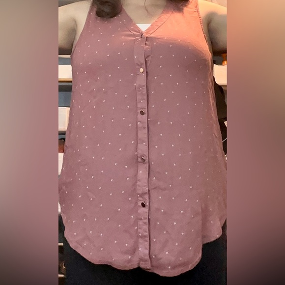 Maurices Pink Polka Dot Heart Tank Top Blouse XL - Picture 7 of 8